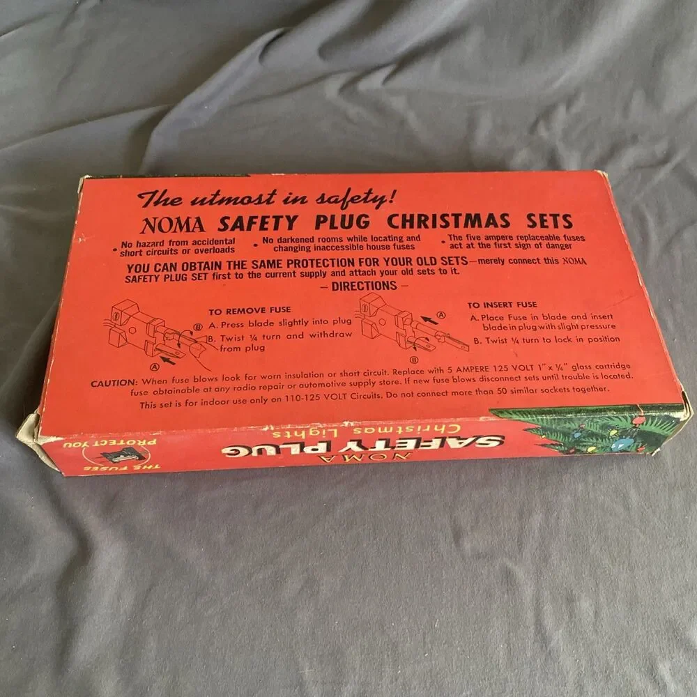 Vintage Christmas NOMA LITES 2 Wire Light Strand w Bead Original Box
